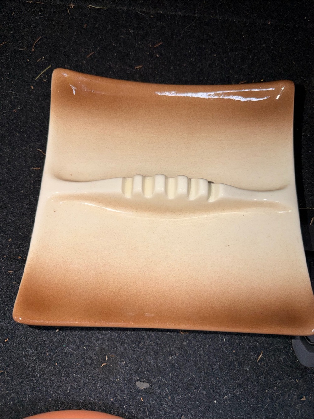 Ceramic Gradient Brown & Cream Decorative Tray